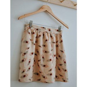 Peach Pink Feathered Patterned Skirt